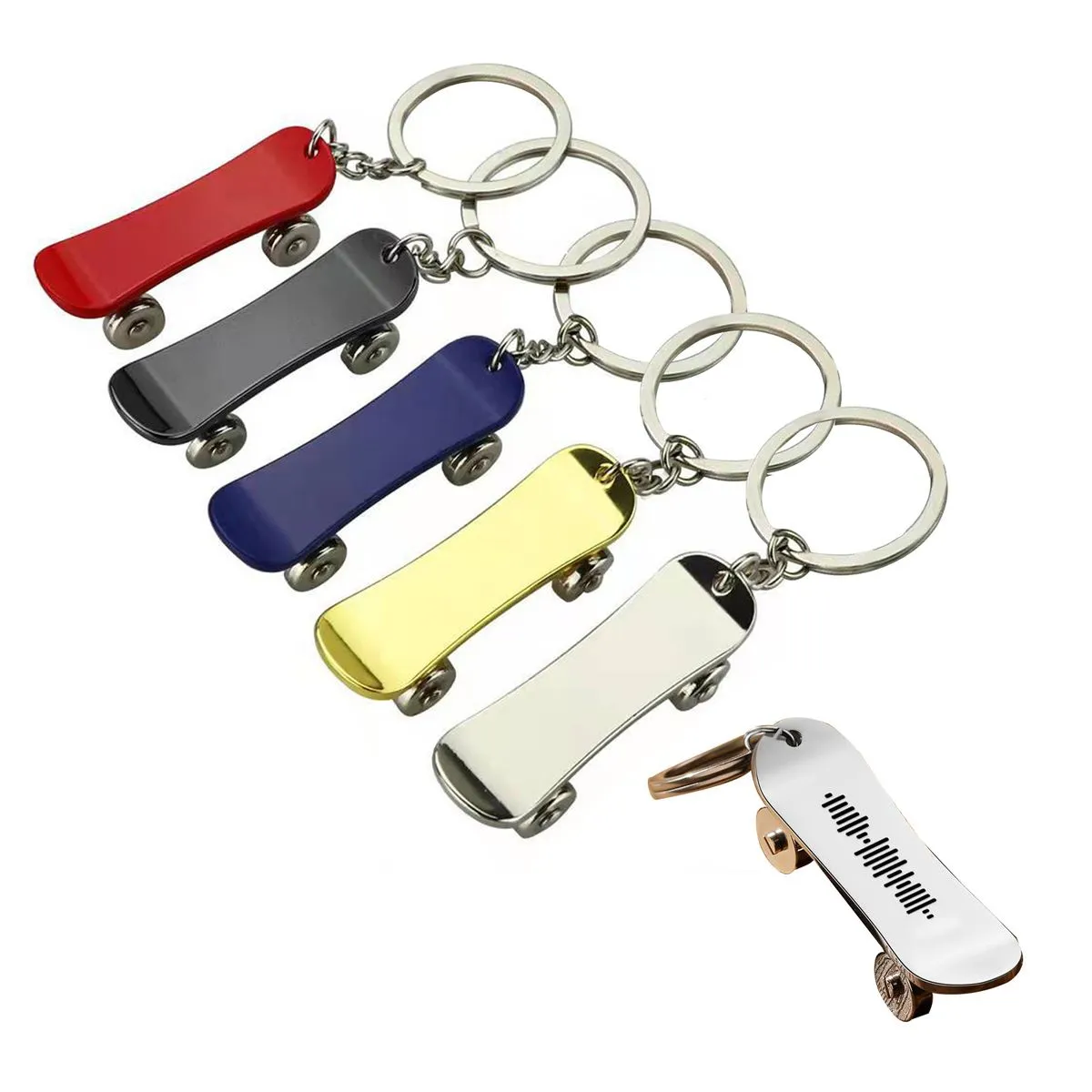 10pcs Personalized Skateboard Keychain - Custom Engraved Birthday Gift