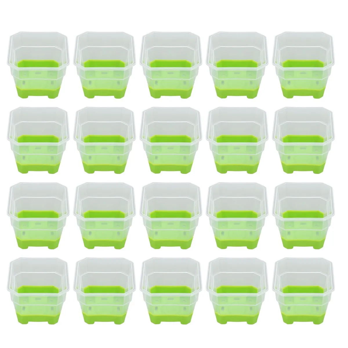 20 Pieces Green Square Nursery Pots Reusable compatible with Plants