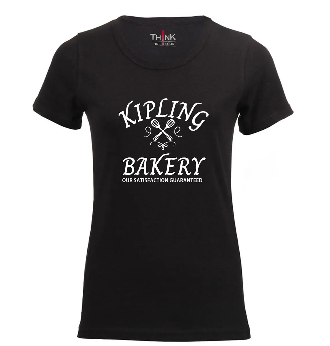 Think Out Loud Ladies "Kipling Bakery" Short Sleeve Tshirt Black
