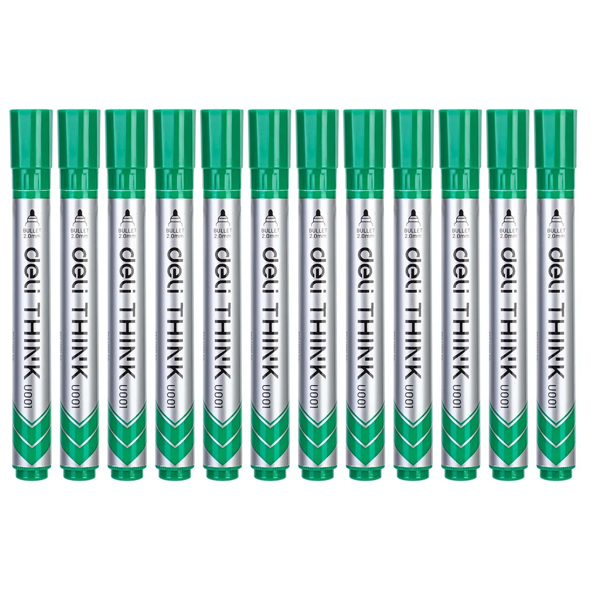 Deli Whiteboard Marker Bullet Tip: 2.0mm 12PCS - Green