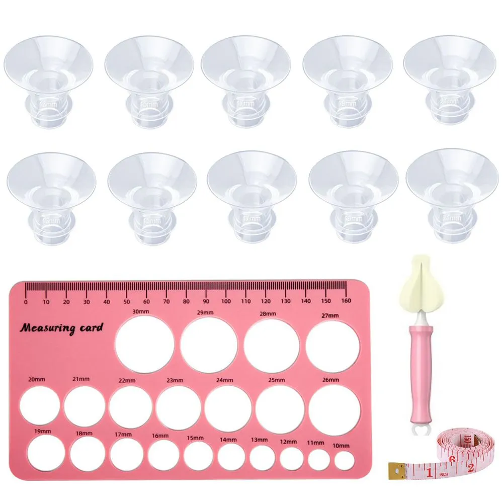 10-Pack Breast Pump Flare Covers in Multiple Sizes, with Measurement Kit