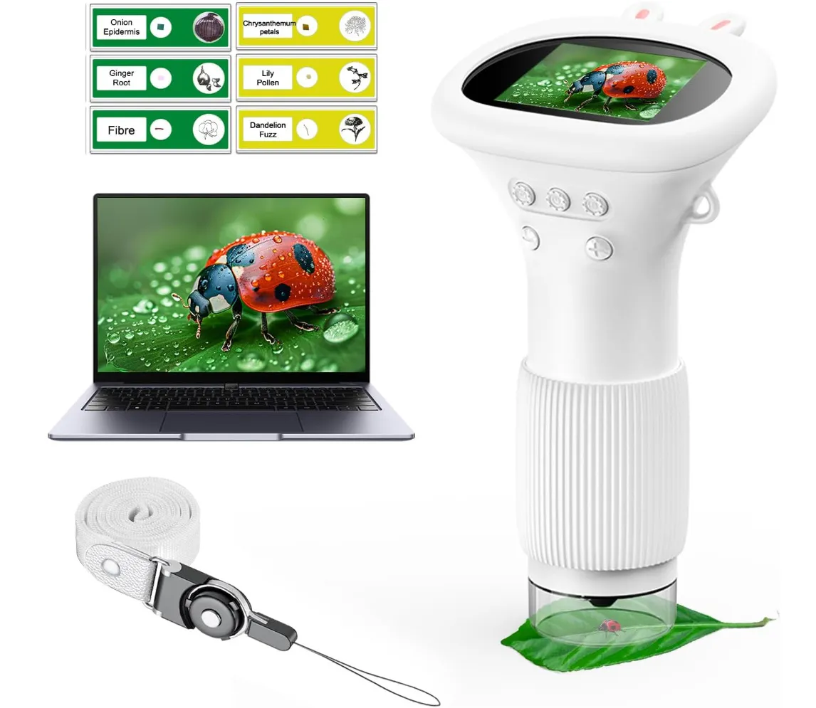 Professional Digital Microscope 1000X with 2" IPS HD Screen - White
