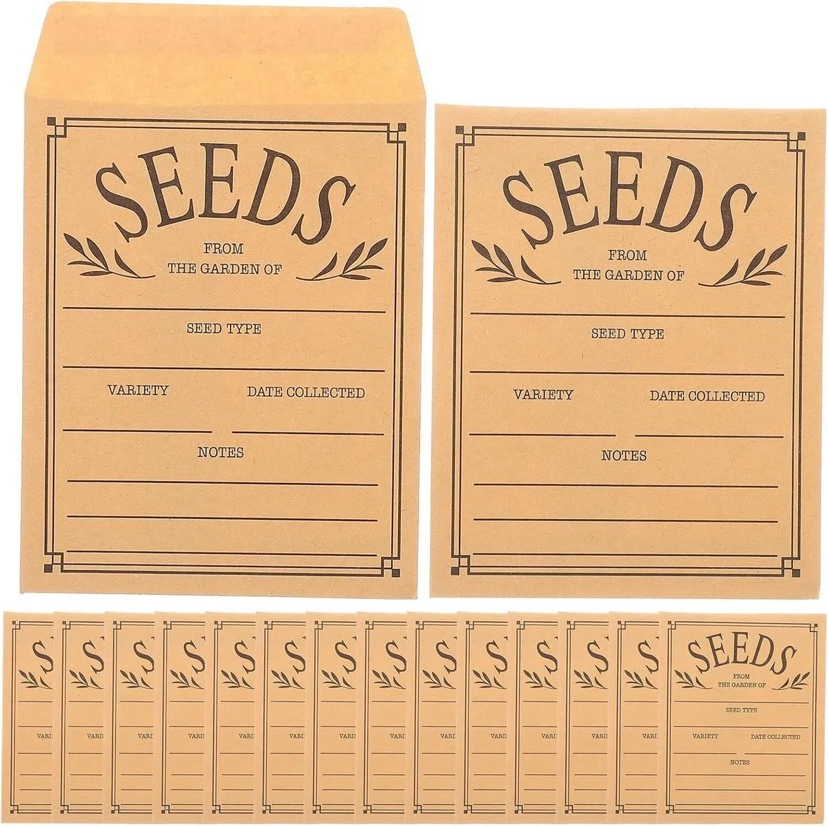 50pcs Kraft Paper Seed Envelopes 8x12cm Resealable Self-adhesive Small