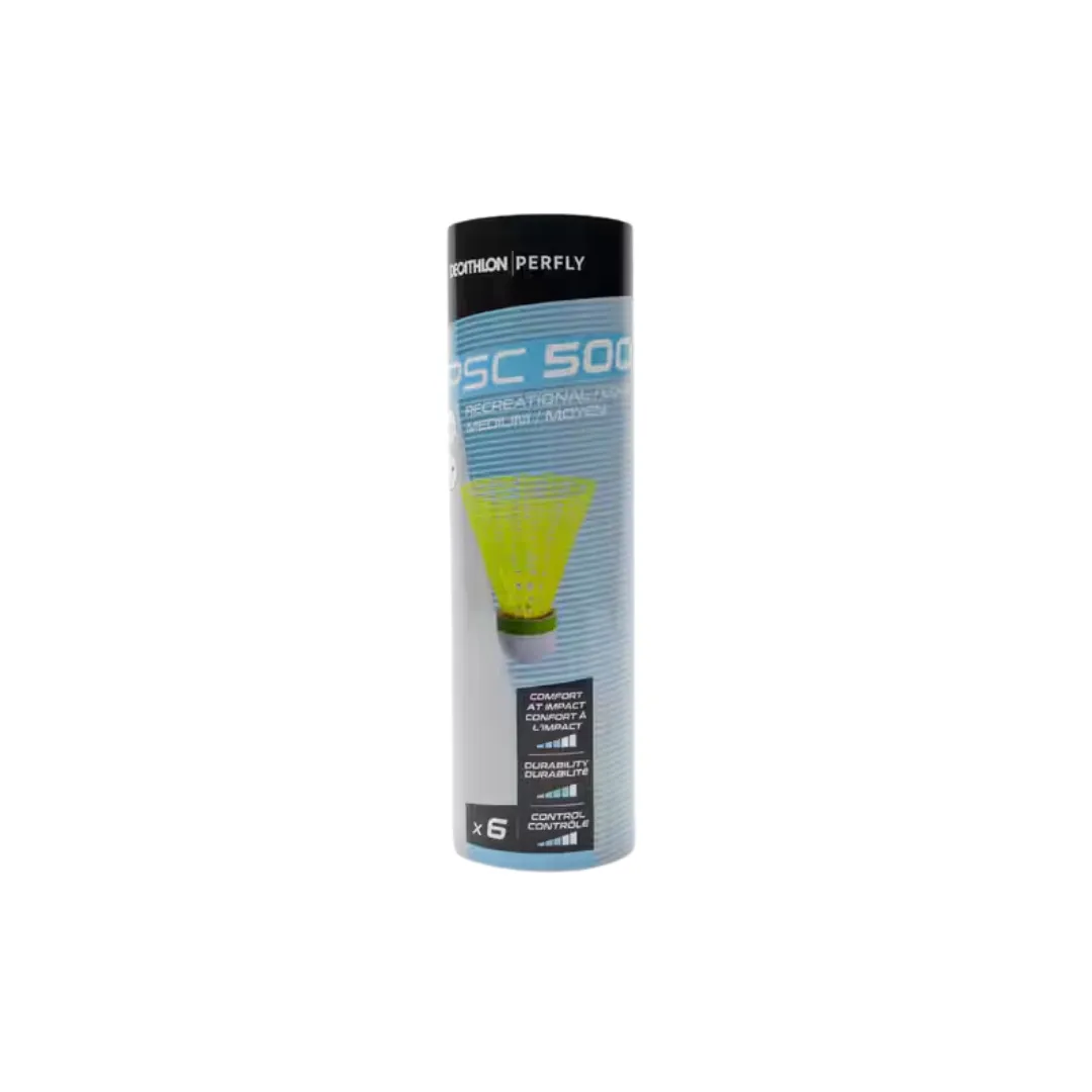 Perfly Plastic Shuttlecock Psc 500 Medium x 6 Yellow - Yellow