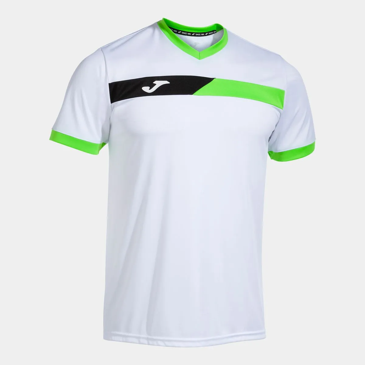 Joma Men's Short Sleeve Tennis T-Shirt - White Fluor Green
