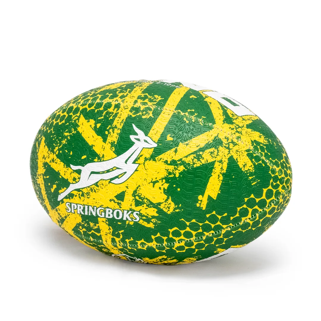 Springboks Graffiti Training Rhino Rugby Ball - Green & Gold