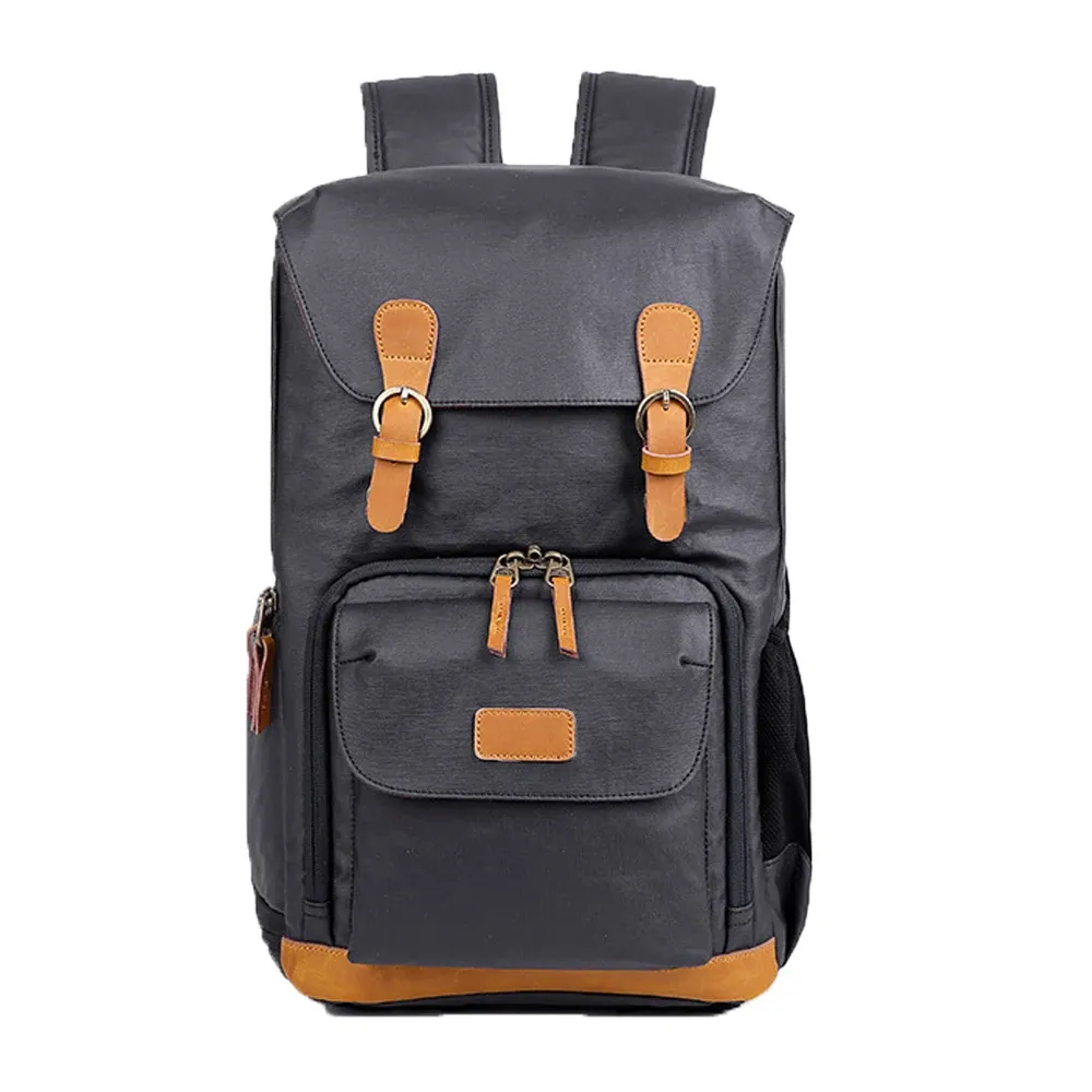 Waterproofed Leather and Canvas Camera Backpack