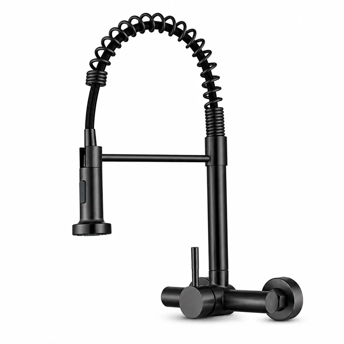 304 Stainless Steel Wall Mount Spring Tap For Kitchen Laundry - Black