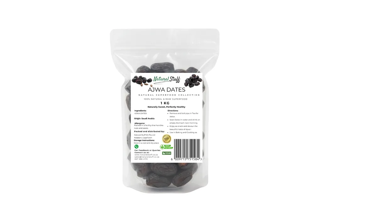 Natural Stuff Ajwa Dates - Tasty, Pure & Full of Natural Benefits 1kg