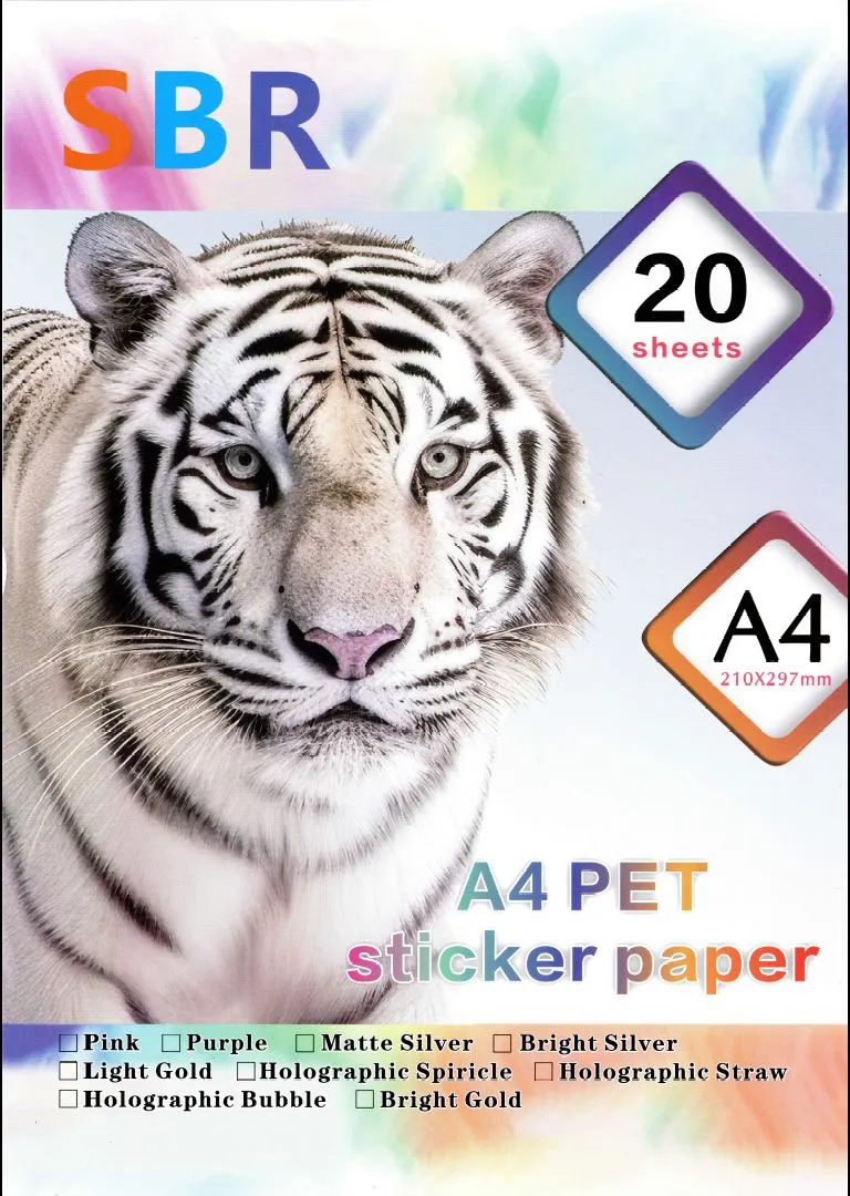 A4 PET Vinyl Self Adhesive Sticker Papers - 20 Sheets - Bright Gold