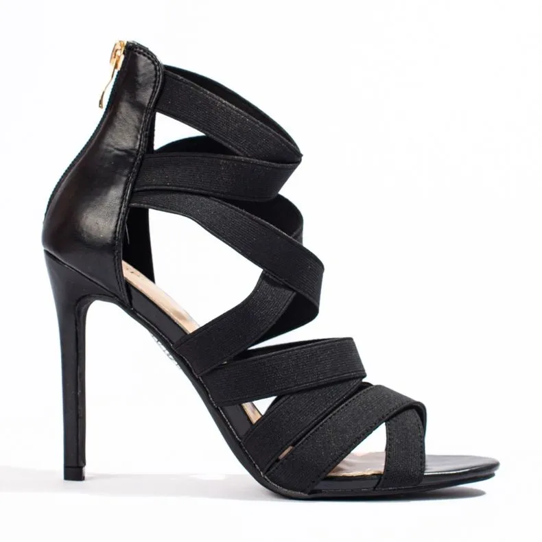 Strappy black Bandage Style Ladies Heels