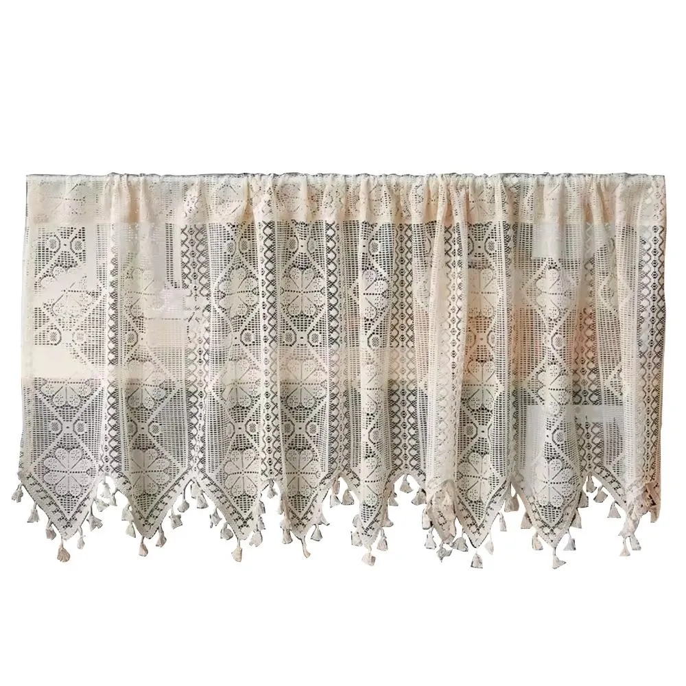 Decor Bohemian Tassel Shabby Chic Lace Curtains 60cm
