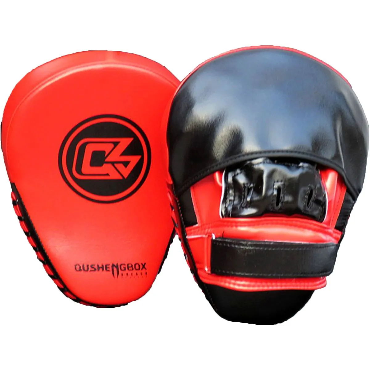 Curved Focus Training Boxing Punching Mitts - 1 Pair - Red, Black