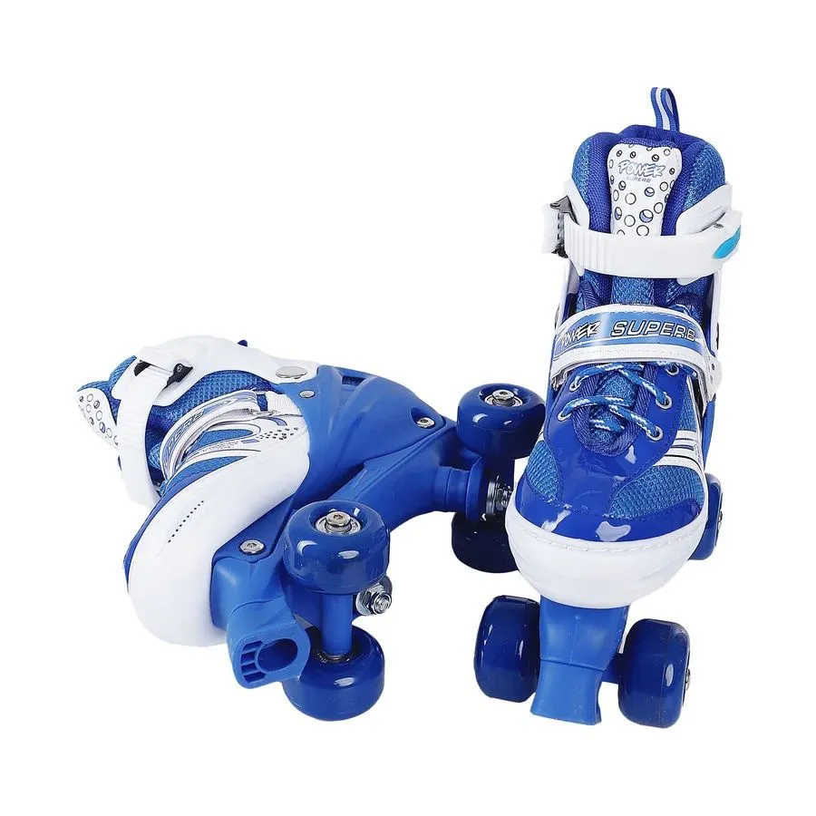 Adjustable Kids Roller Skates with Helmet & Safety Gear | 4-Wheel Design - Blue