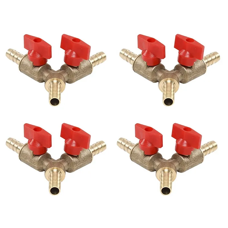 3 Way Shut Off Ball Valve / Valve Clamp Fitting Hose Barb Fuel Gas