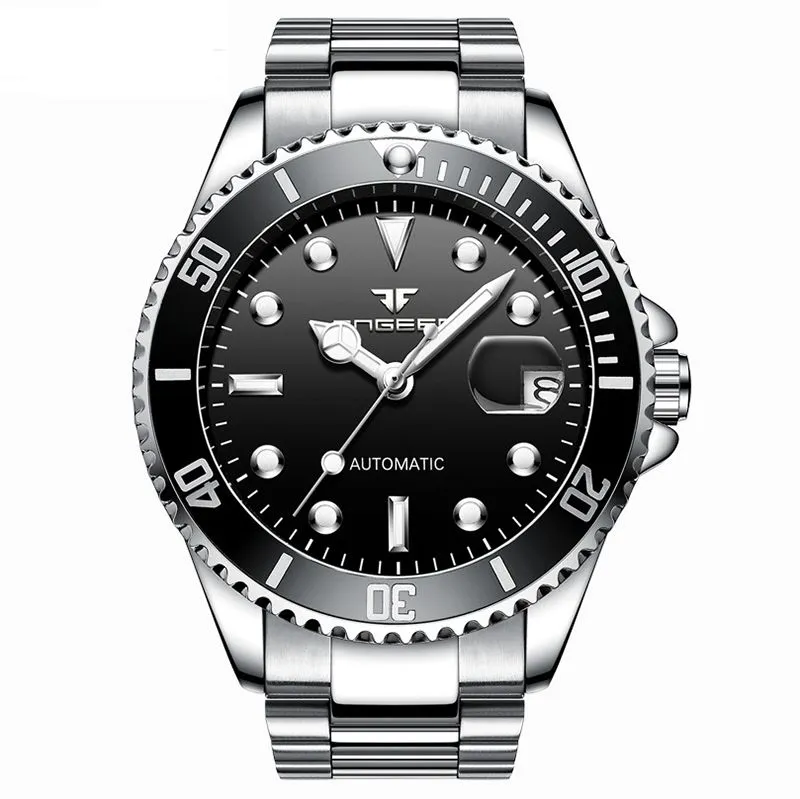 Automatic Mechanical Watch Men Business Formal Casual Wristwatch - Sliver - Sliver Black