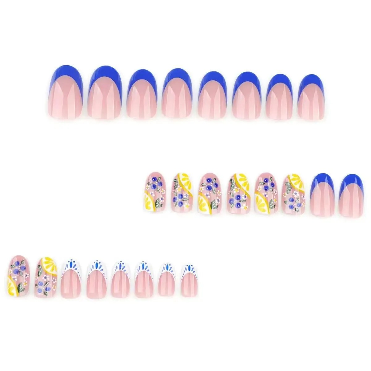French Blue Wearable Nail Art Wth Fresh Fruit Inspired False Nails