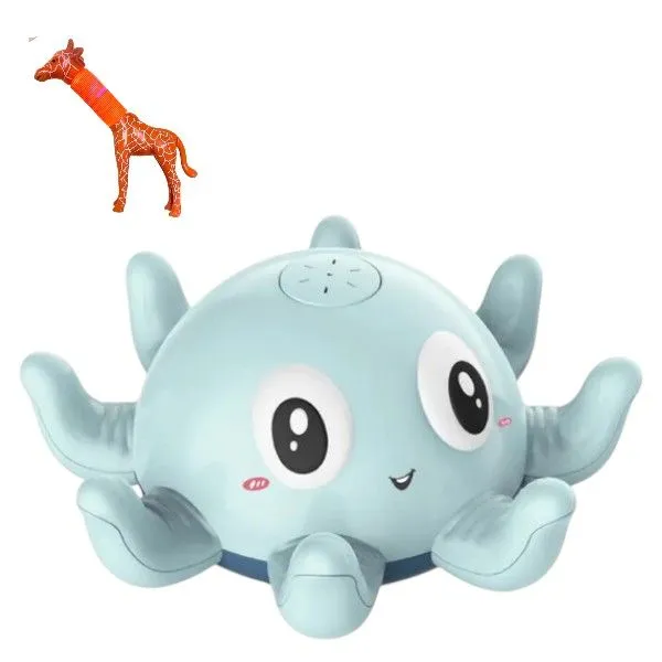 Octopus Bath Toy, LED Light-Up With Water Spray & Gerry The Giraffe - Blue
