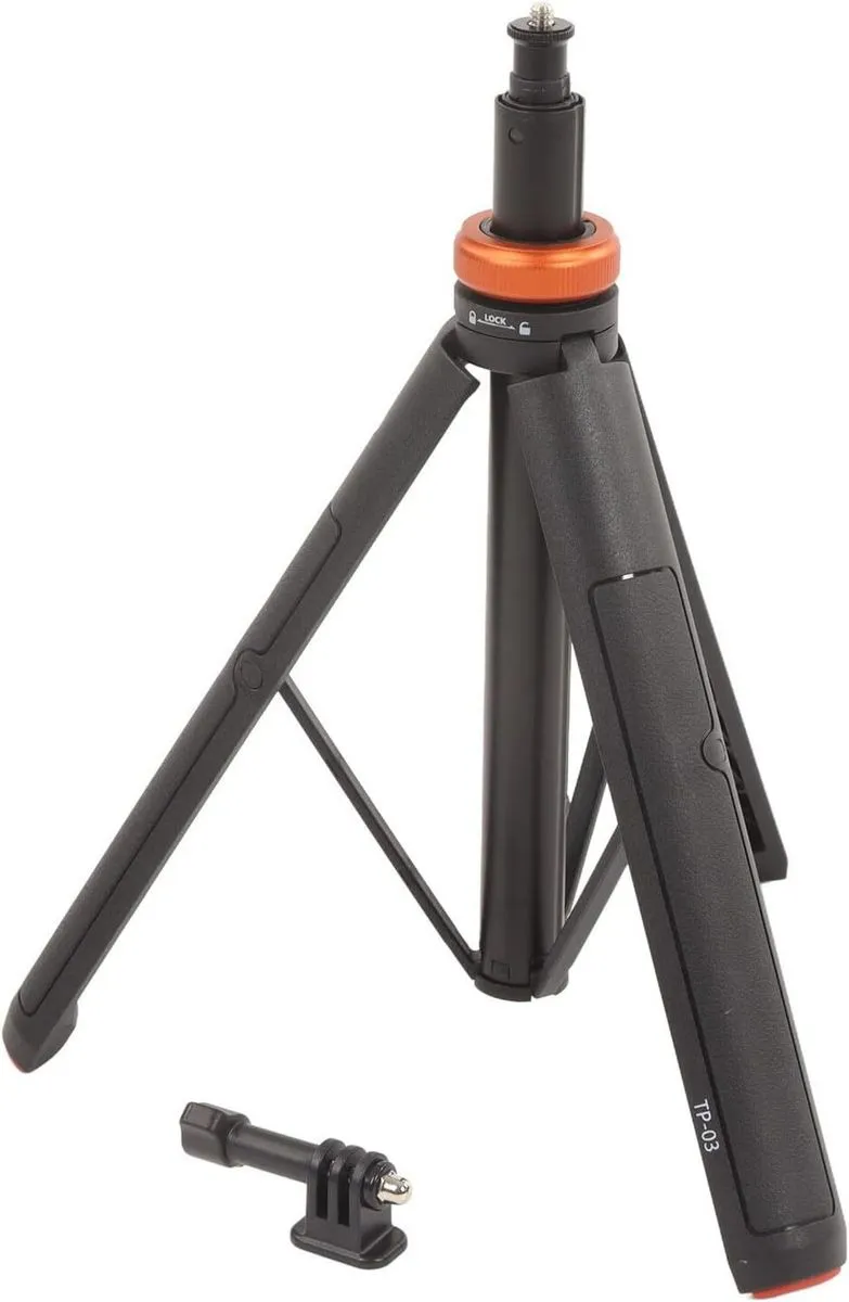 Action Camera Stand, Retractable Tripod with Adapter, Foldable Selfie