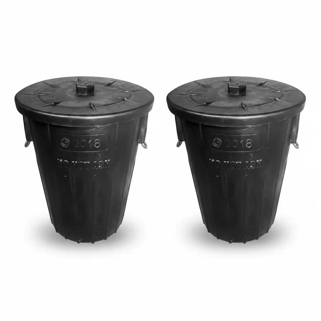 Sturdy 90l Refuse Bin with Lid and Metal Handle for Waste Disposal - 2 Pack