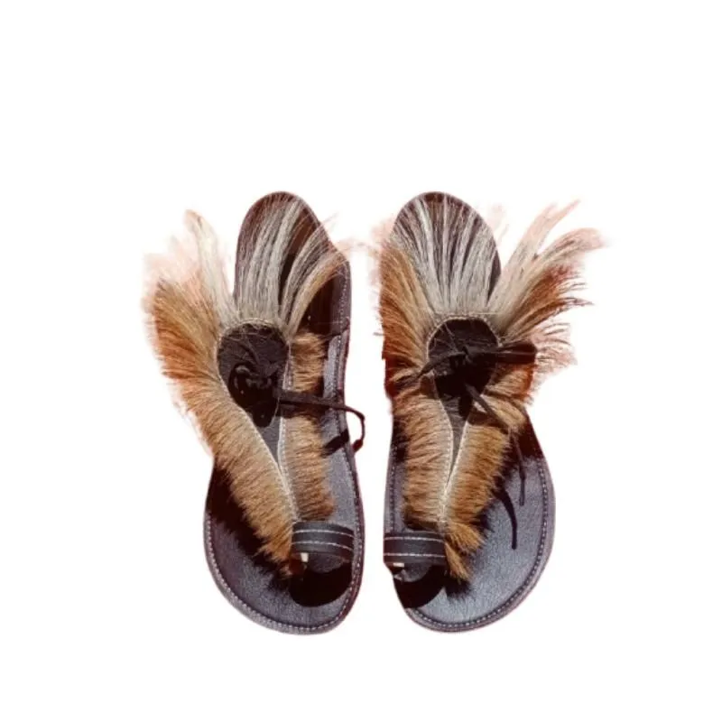 Handmade Springbok Hide Imbhadada Sandals Traditional African Footwear