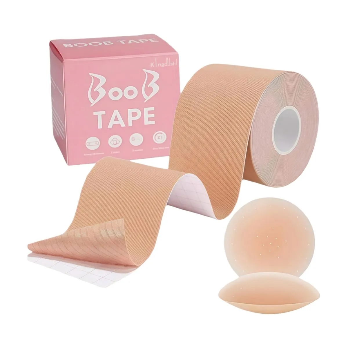 Kingdushi 2 Inch Invisible Boob Tape For A-G Cup, With 2 Silicone Covers