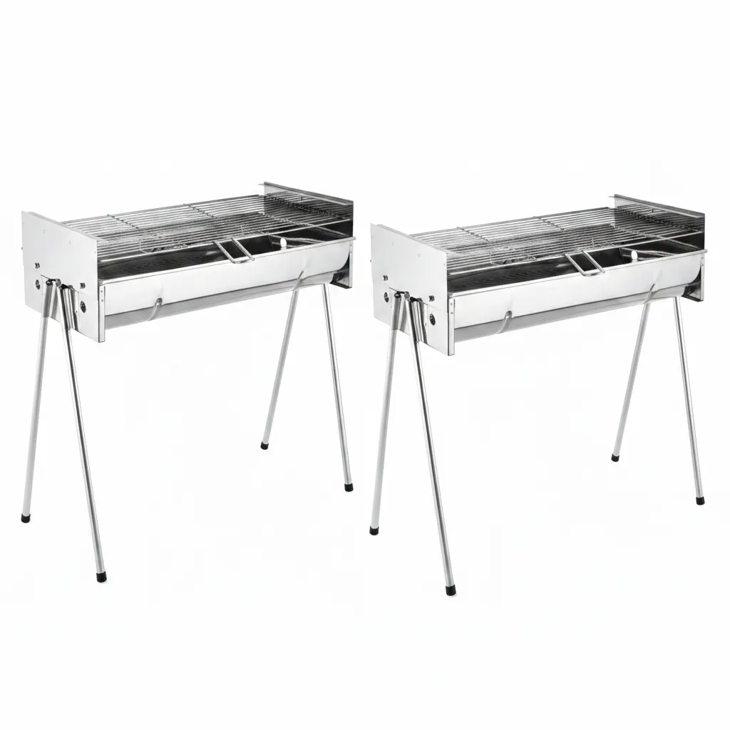 Metalix Large Adjustable Stainless Steel Braai Grill for Outdoor - 2 Pack
