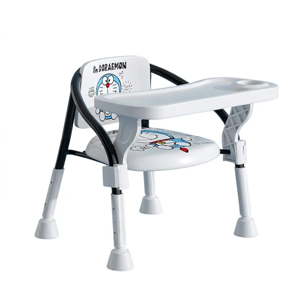 2 Piece - Cartoon Kids Chair With Detachable Tray For Toddlers - Black