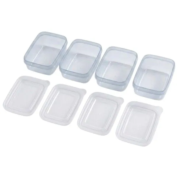 4 Piece - Small Rectangular Lunch Containers For Everyday Use - Transparent
