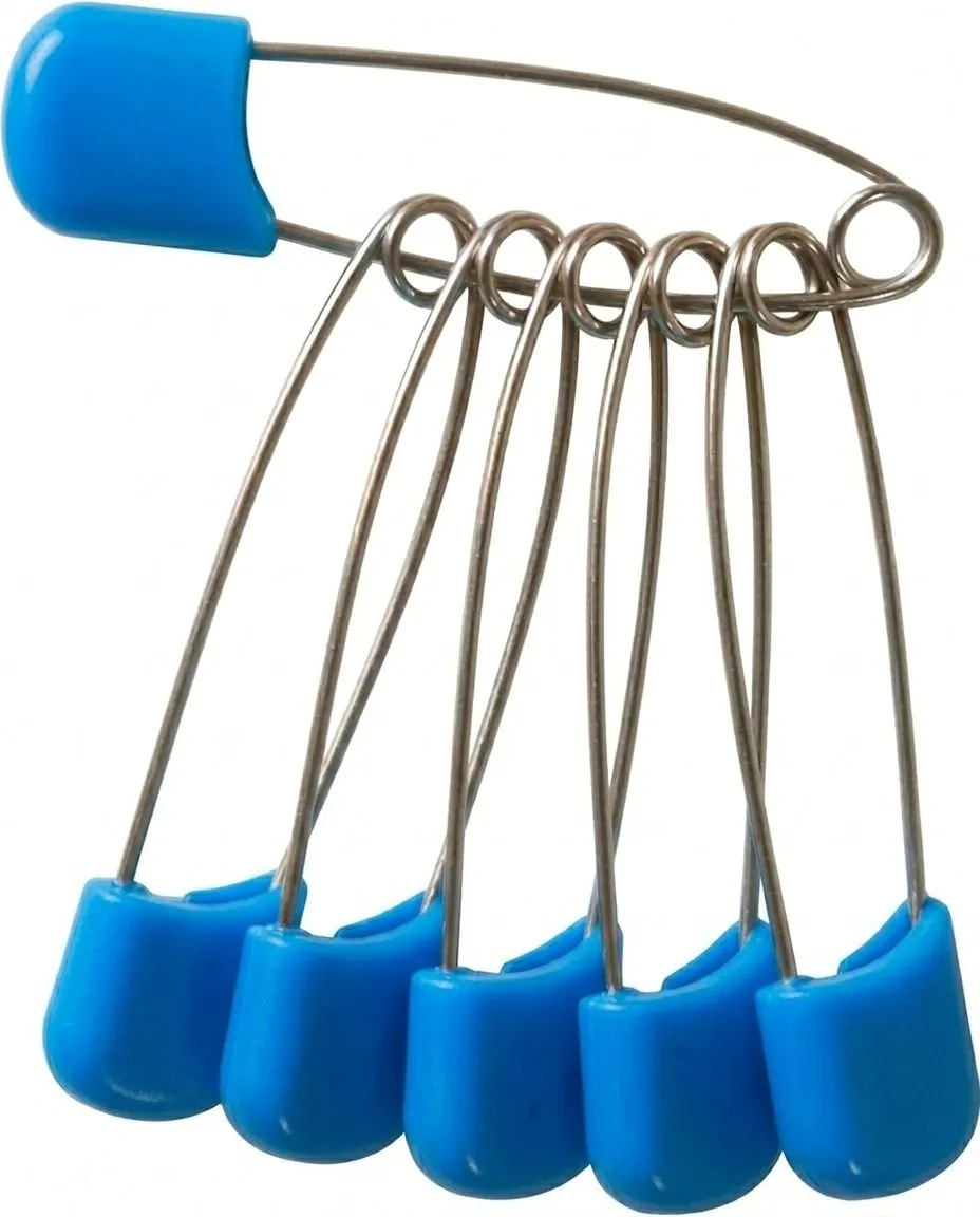 50 Pack Plastic Safety Pins Large Secure Lock Baby Sewing Fabric Multi-Use - Blue