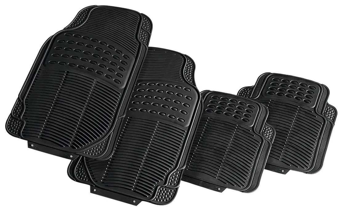 4 Pieces Universal PVC Rubber Car Floor Mats All Weather Protection