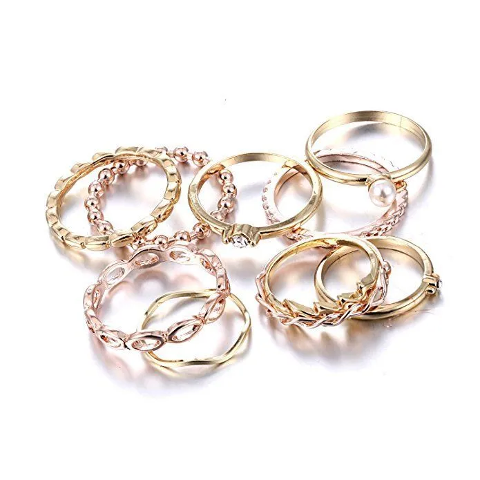 10 Piece Rhinostone D cor Rings