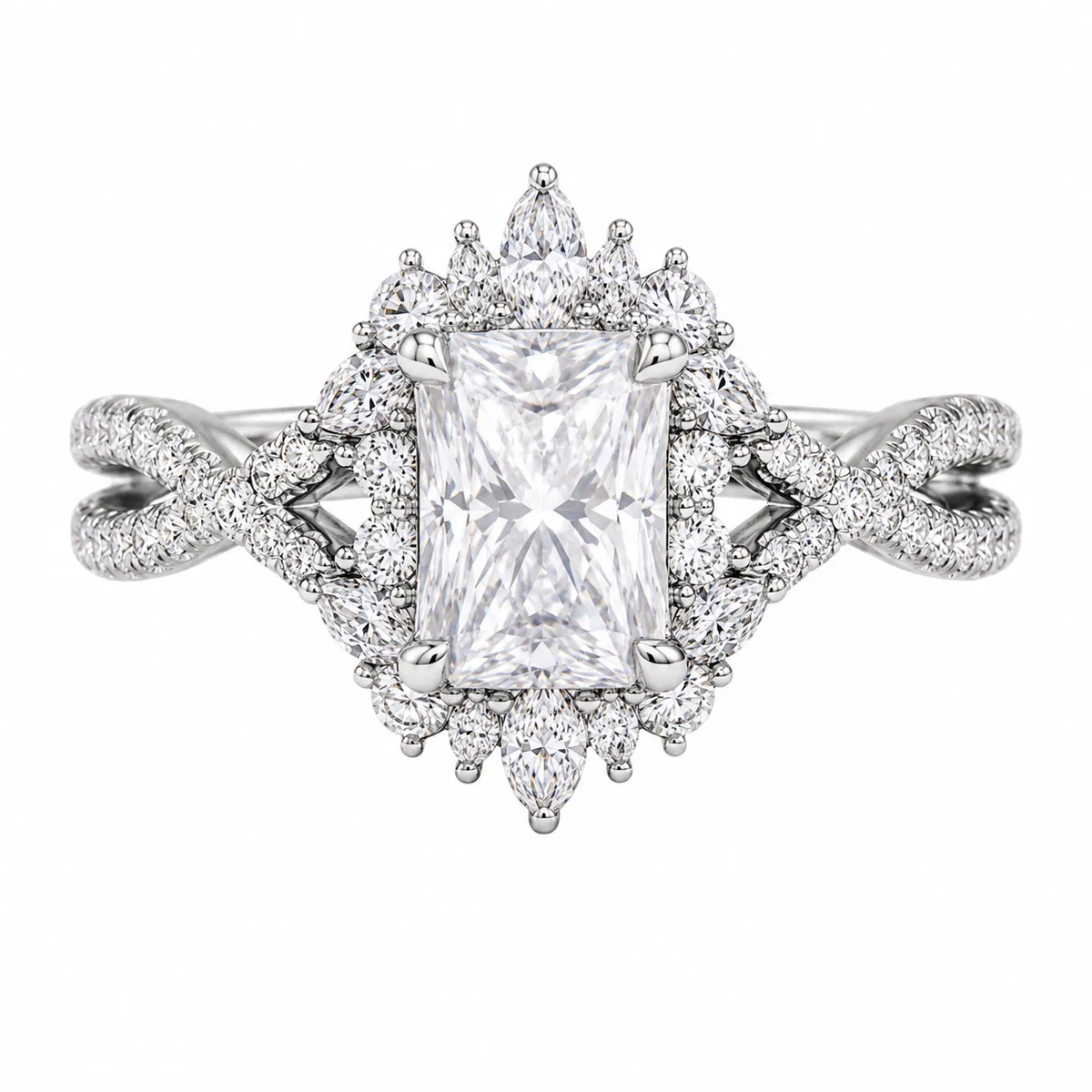 Sterling Silver Empress Radiant Starburst Ring