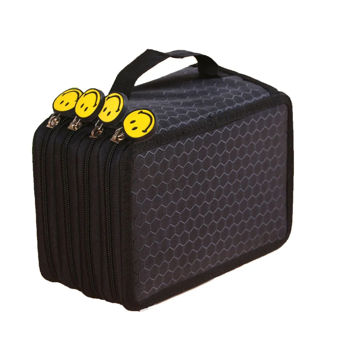 Large Capacity 4-Layer Pencil Bag Pen Case Professional Oxford Cloth - Black