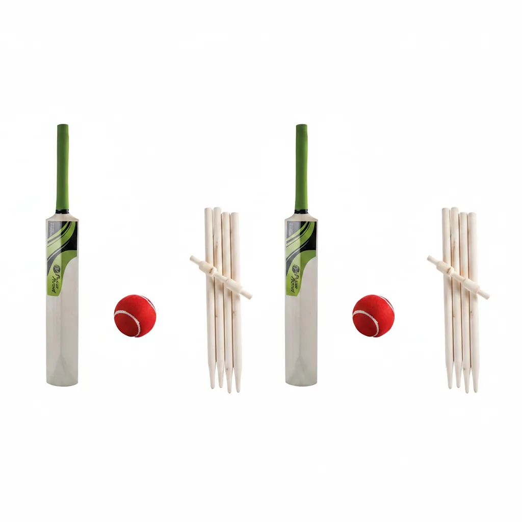 Junior Cricket Set Size 4 with Bat, Bails, Stumps, Ball - Polybag - 2 Pack