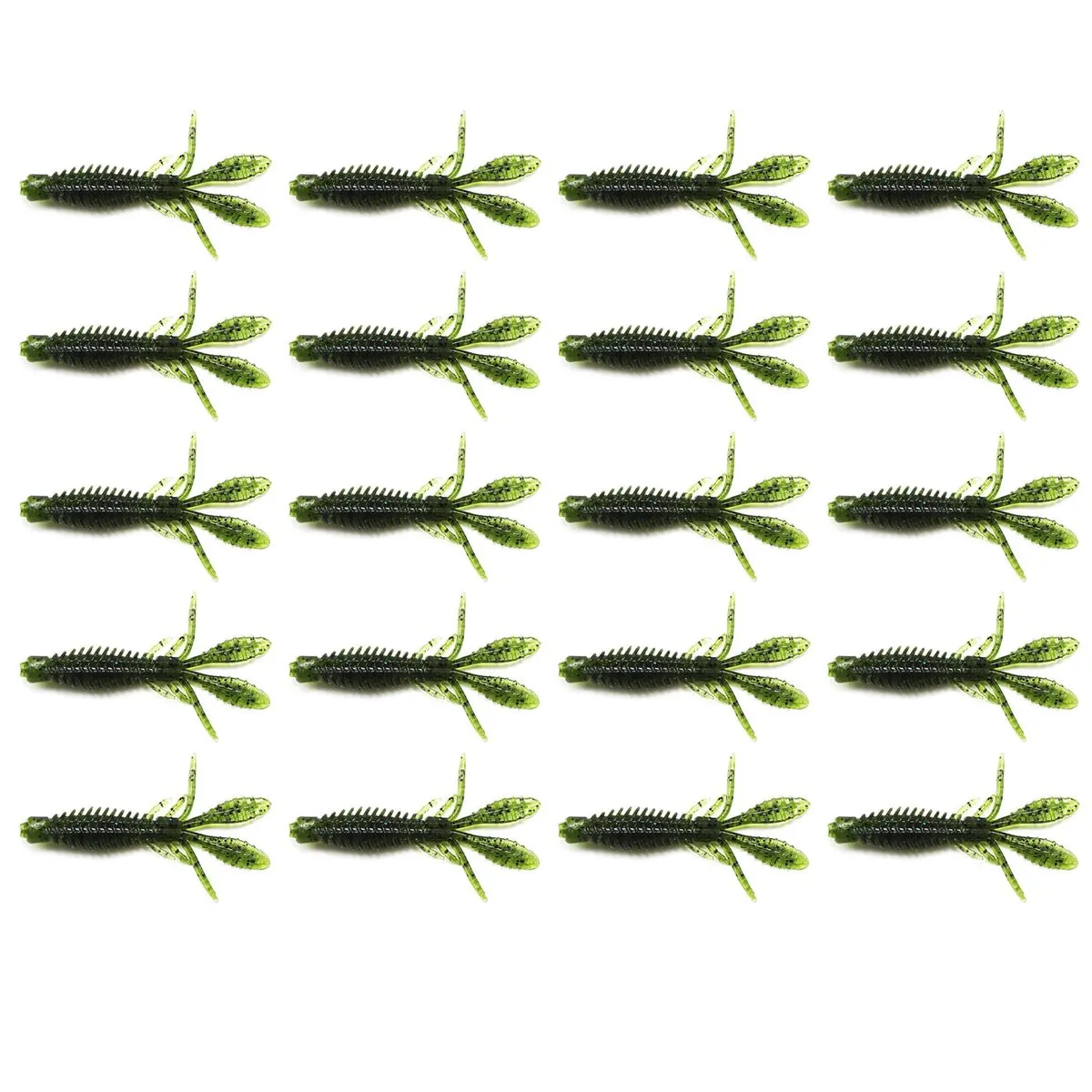 20-piece 5cm Shrimp Soft Baits - High Elasticity Saltwater/Freshwater Lures - Green