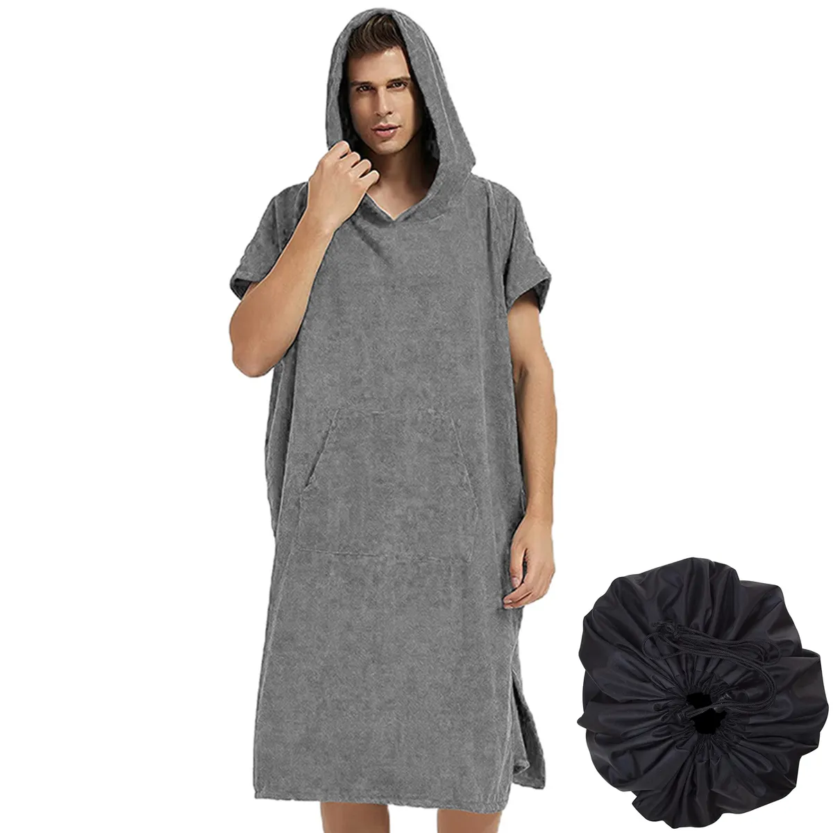 Surf Swimming Poncho Changing Robe with Changing Mat for Man & Women - Grey