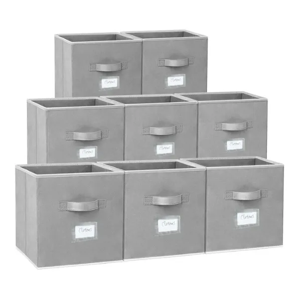 Anchor 8 Pack Collapsible Fabric Storage Cubes with Handles & Label Sleeves