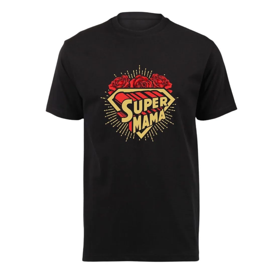 Adult Black Short Sleeve T-Shirt - Super Mama Super Mommy