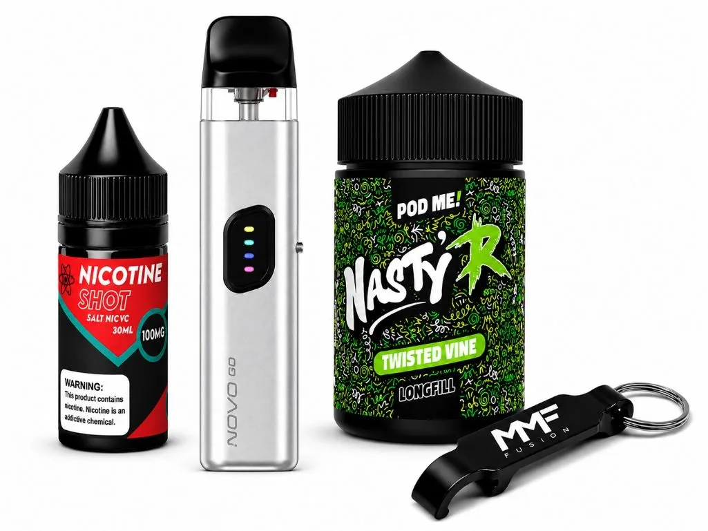 Smok Novo Go MMF Pod Kit Combo - 60ml NastyR Twisted 50MG (Silver Device)