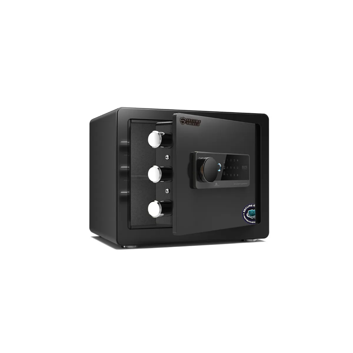 Steel 25cm High Fingerprint Alarmed Security Safety Box with H Touch Screen - Black