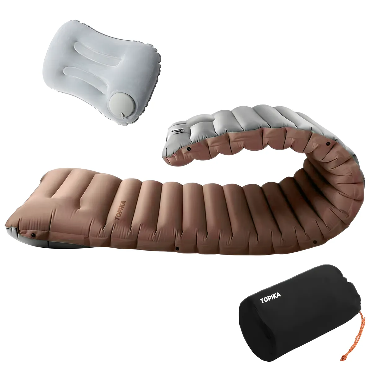 Topika Easy Sleep Ultralight Camping Air Mattress with Foot Pump - Desert Brown
