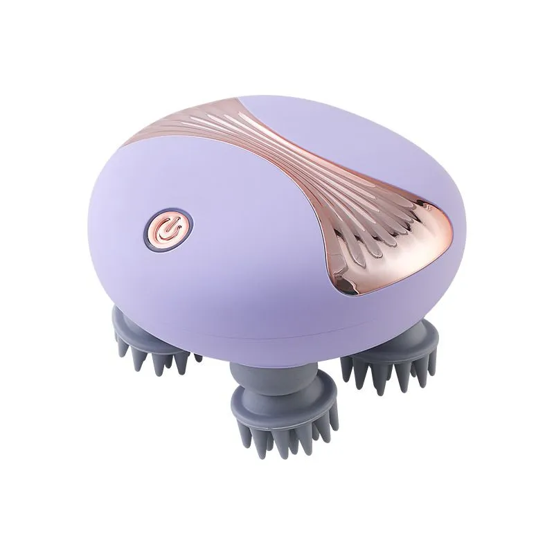 Electric Scalp Massager, Purple, with Eight Massage Heads for Relaxation