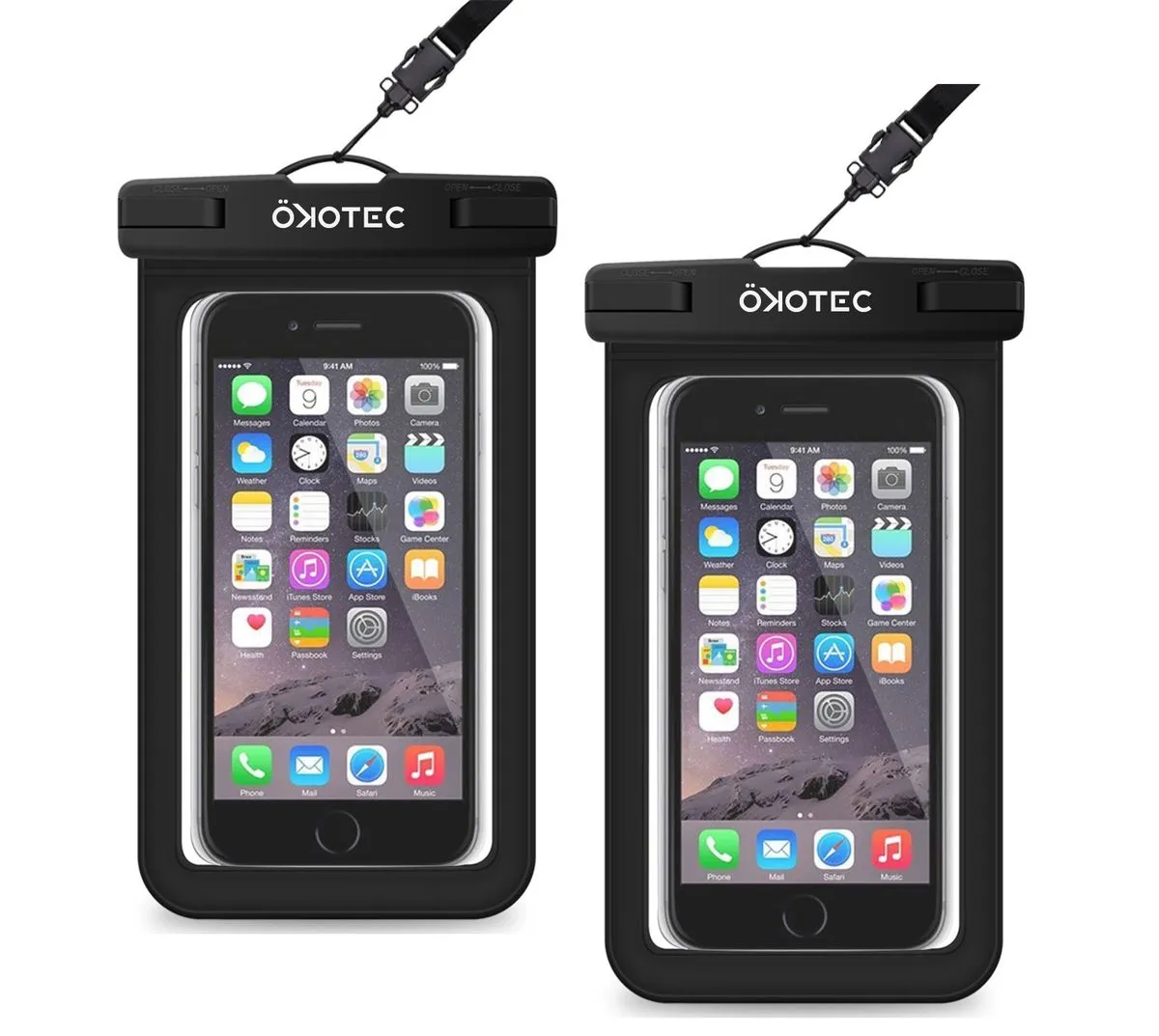 Ökotec Universal Waterproof Case, Cell Phone Dry Bag Pouch - Black