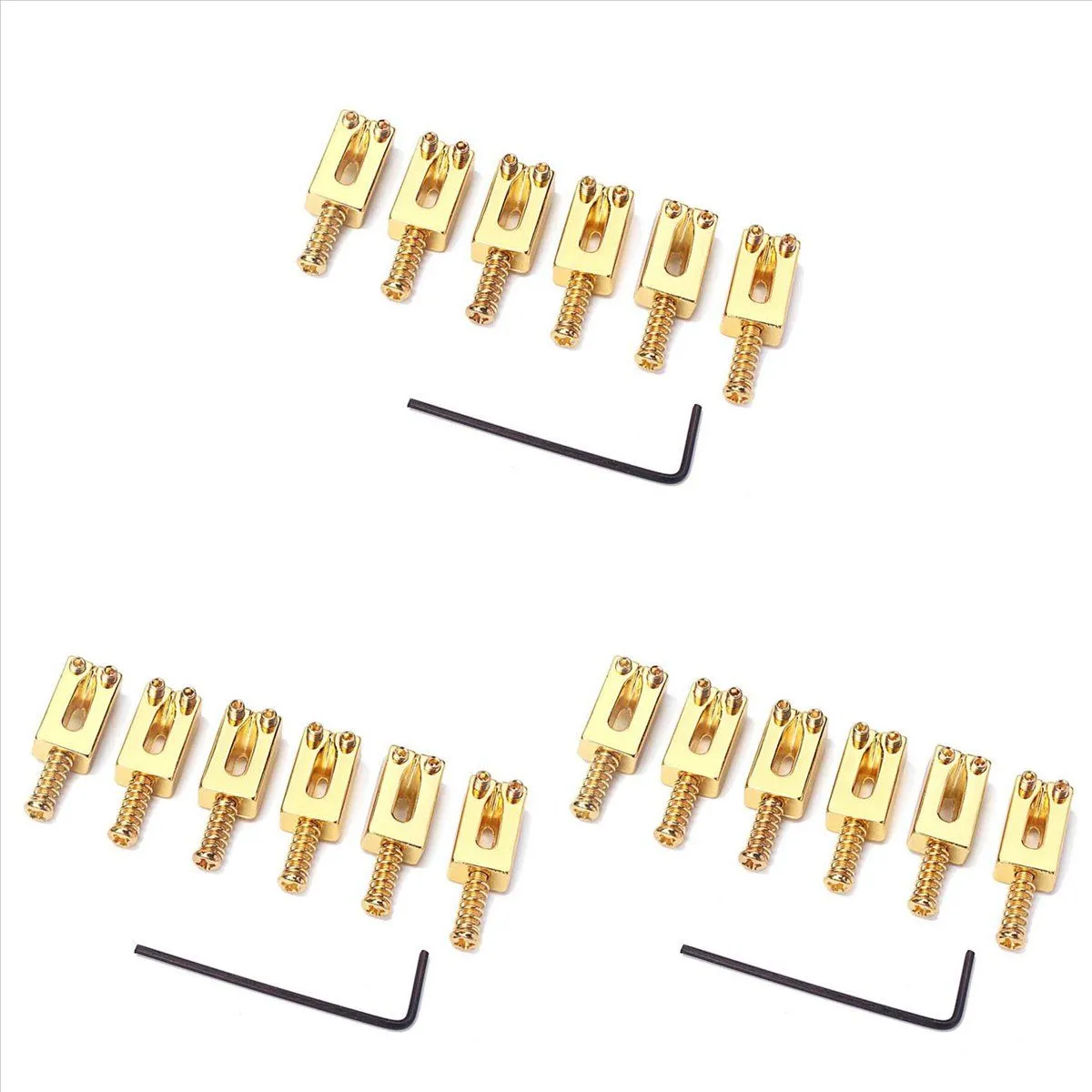 Rectangle Bridge Saddles For Strat Electric Guitar Gold(Pack Of 6)