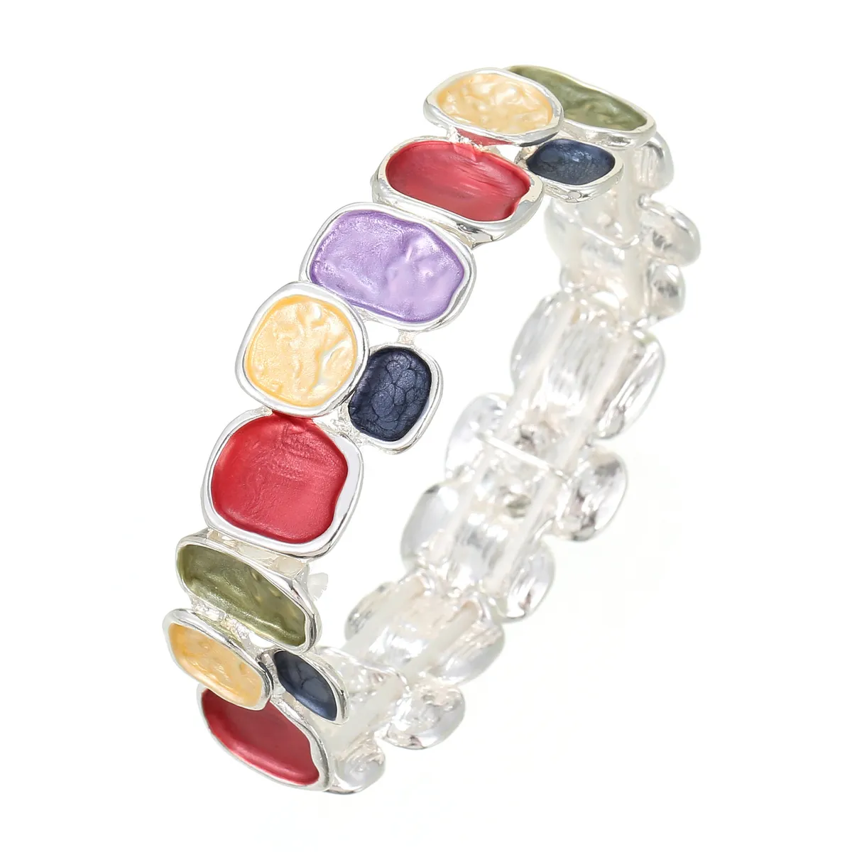Hand-Painted Enamel Elastic Bracelet for Women Adjustable