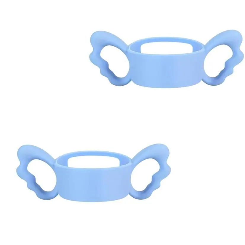 Bestby-2 PCS Silicone Baby Bottle Handles Easy Grip for Self Feeding Babies - Blue