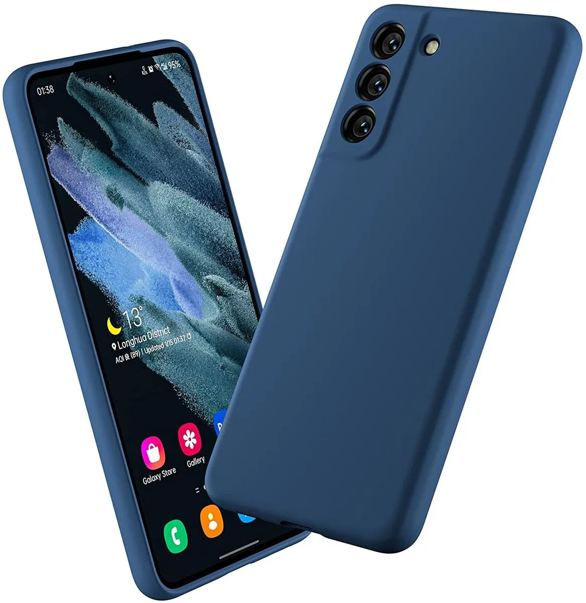 TUFF-LUV Slim Soft Feel Silicone Case for  Samsung Galaxy S21 FE 5G - Blue