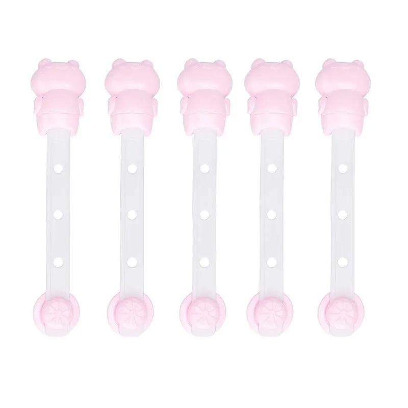 CuteFrog Baby Safety Locks for Cabinets Drawers Toilet Fridge-Set of 5 - Pink