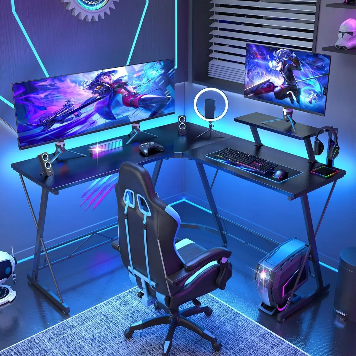 Home Office Workstation for Gaming Desks Computer Table and Monitor Stand